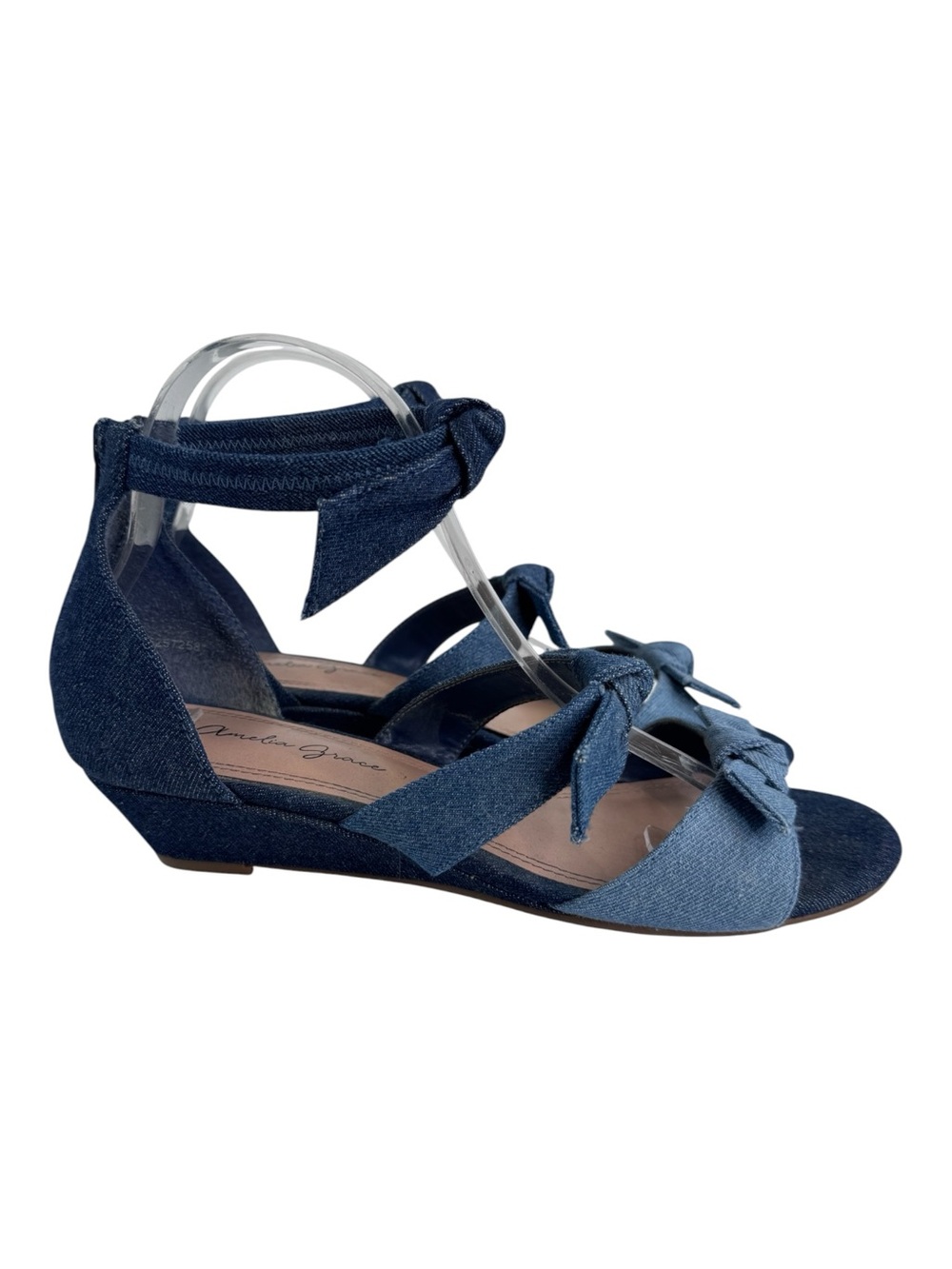 Amelia Grace jean denim wedge sandals size 8.5